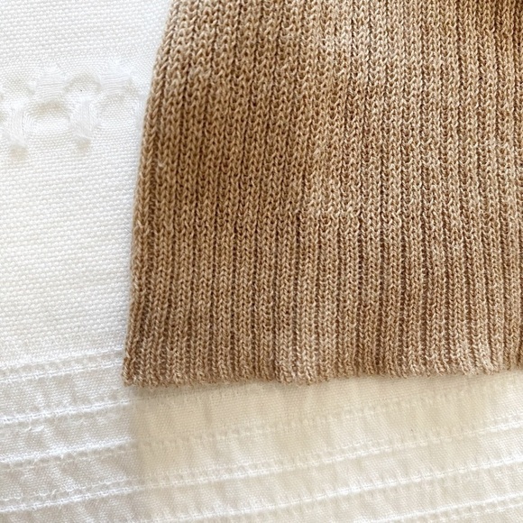 T ALEXANDER WANG BROWN TAN SCOOP NECK RIBBED LONG SLEEVE TEE TOP - 38 - Picture 8 of 9